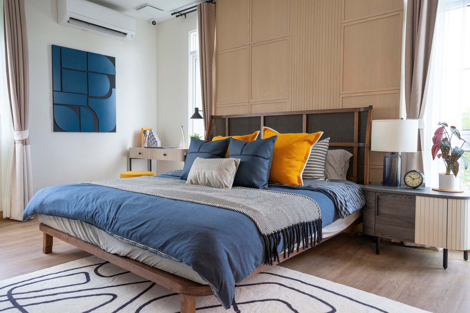 Interior Of Yellow And Blue Pillow